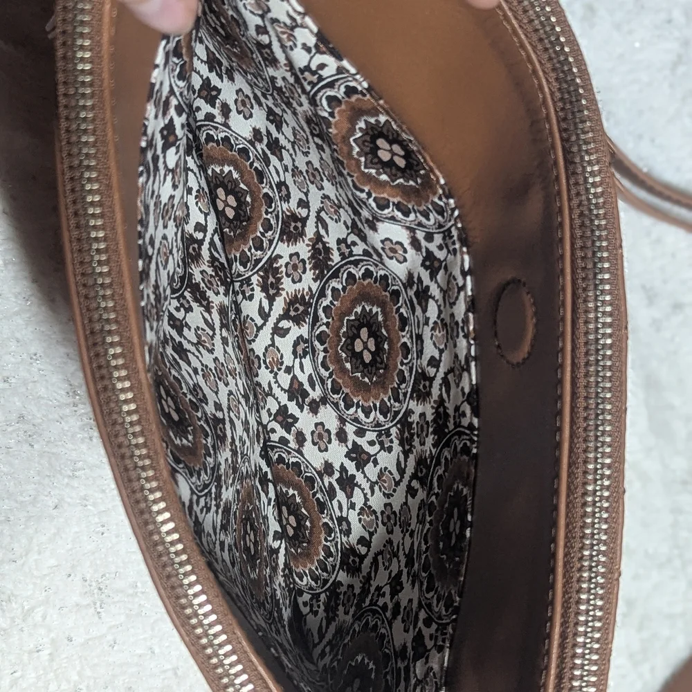 Vera Bradley Quilted Brown Leather Shoulder Bag - Picture 12 of 14